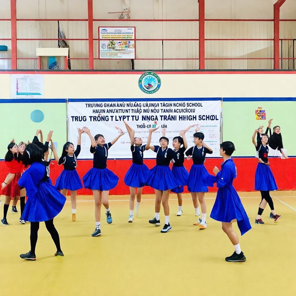 Học sinh Trường THPT Lý Tự Tấn Nguyễn Trãi sôi nổi tham gia hoạt động ngoại khóa.